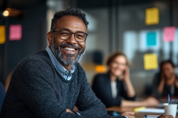 Obraz premium Happy coworkers meeting for new project planning, Generative AI