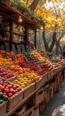 Obraz premium Fruit Stand in Basket Display Photo
