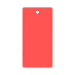 Red rectangle sale price tag template. Business, promotion, sale, advertisement, offer concepts. Flat vector design isolated illustration.