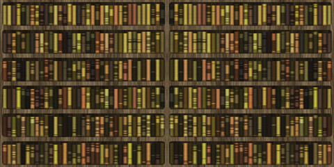 Illustration of book shelf with old and new books
