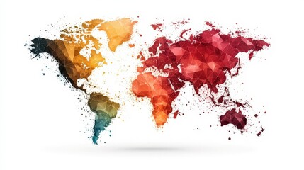 Colorful Abstract World Map Illustration in Geometric Style