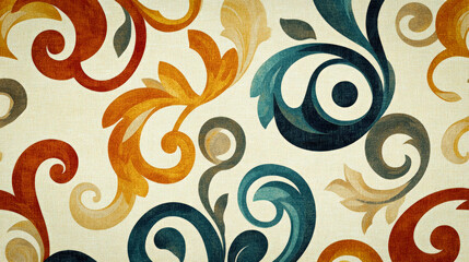 Fototapeta premium Wallpaper Featuring Whimsical Caramel Shapes And Swirls Against A Soft Beige Background, Evoking A Sense Of Playful Indulgence