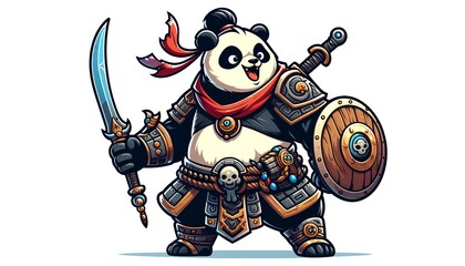 Fototapeta premium Heroic Panda in Cartoon Style