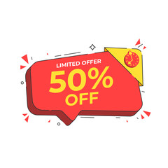 Special offer banner. Sale badge. Sale discount promotional banner. Discount sale coupon with speech bubble for retail advertisement, e-commerce, social media, online store