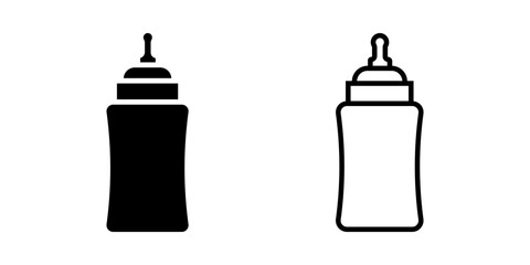 Baby bottle set icon on white background