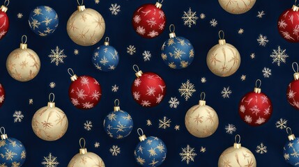 Beautiful Xmas pattern with ornaments. Christmas wrapping paper concept. Vector