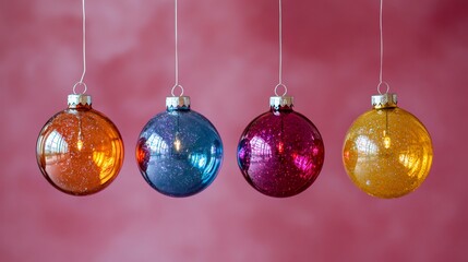 Obraz premium vibrant New Year globes floating with precise lighting on a solid purple backdrop