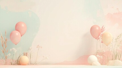 A gentle pastel-themed poster template with a blank area for text, ideal for announcing a new arrival or celebrating milestones.