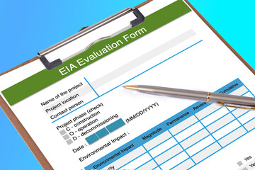 Blank EIA questionnaire form on clipboard.