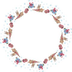 Cute christmas wreath. Vector illustration.
