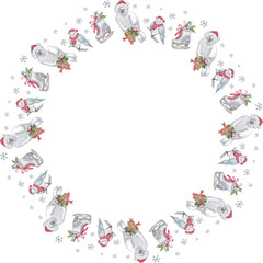 Cute christmas wreath. Vector illustration.