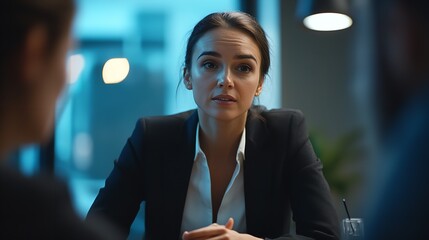 Professional Businesswoman with a Warm and Radiant Smile in a Modern Office Environment