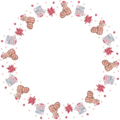 Cute christmas wreath. Vector illustration.