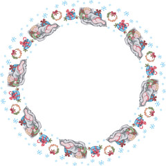 Cute christmas wreath. Vector illustration.