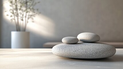 Empty stone surface to place beauty or cosmetic product, spa concept in the background