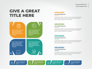 4 step infographic template for business with square design with four colorful elements