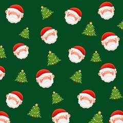 Santa claus and tree christmas with green background for print, photocard, element design, icon, logo, christmas card, christmas graphic resource