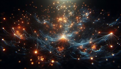 An abstract illustration of a complex neural network system