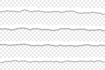 Torn Paper Edges With Shadows On Transparent Background