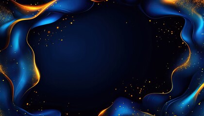 Fototapeta premium Elegant abstract background with flowing blue and orange waves on a dark backdrop, perfect for design projects.