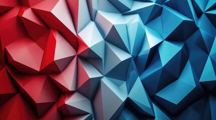 Obraz premium Low poly abstract backdrop featuring a contemporary gradient with red and blue 3D facets