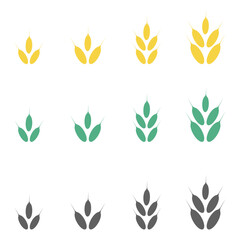 Grains, seeds, kernels, spike bakery element. Colored silhouette. Vector illustration for agriculture, harvest, farm, natural, fresh,  healthy, organic, bio, eco food.