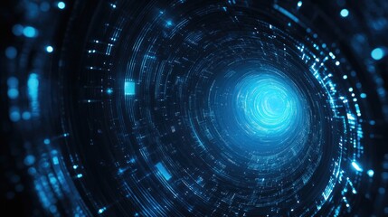 Obraz premium Blue circular technology on a dark background Abstract digital design representing a futuristic concept