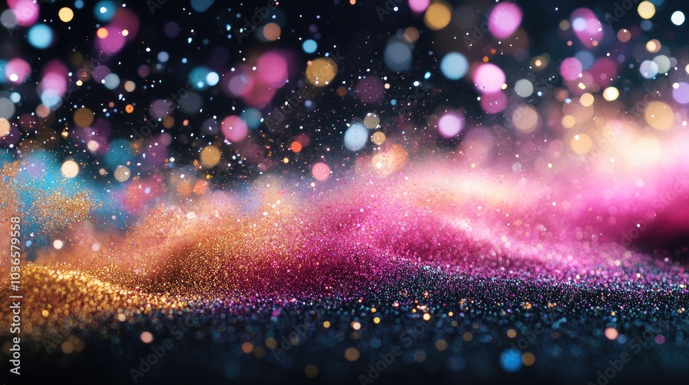 Poster abstract powder splatted background featuring a freeze motion effect of color powder exploding with 