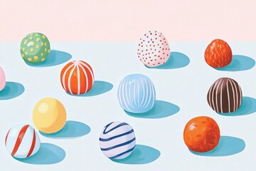 Fototapeta premium Illustration of assorted chocolate truffles