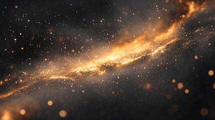 Close up view of the Milky Way galaxy featuring stars and space dust in the universe created through a long exposure photograph with a grainy texture in a 3D cartoon rendering