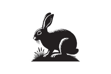 Cottontail Rabbit silhouette vector illustration, Cottontail Rabbit silhouette 