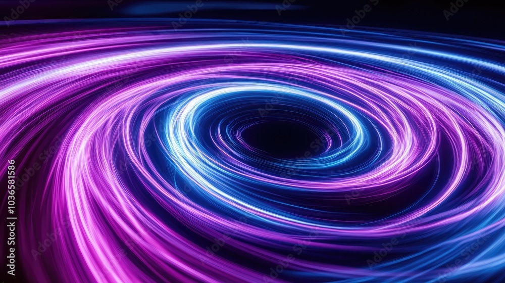 Poster neon circle lines in a 3d cartoon rendering featuring an empty copy space against a black background