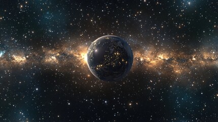 Fototapeta premium 360 degree full sphere panoramic space background featuring stars and nebula equirectangular projection environment map in a 3D cartoon rendering style HDRI spherical panorama 3D illustration