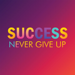 "Success" in vibrant gradient typography on a modern abstract background with bold color transitions .vector art