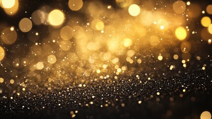 Glittering Vintage Light Background in Gold and Black with a Defocused Effect