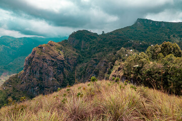 Scenic view of a mountain landscapes at Kwa Mkeka Peak on the Usambara Mountains in Lushoto, Tanga Region, Tanzania 
