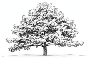 Obraz premium Coloring book illustration of a snow covered pine tree