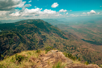 Scenic view of a mountain landscapes at Kwa Mkeka Peak on the Usambara Mountains in Lushoto, Tanga Region, Tanzania 
