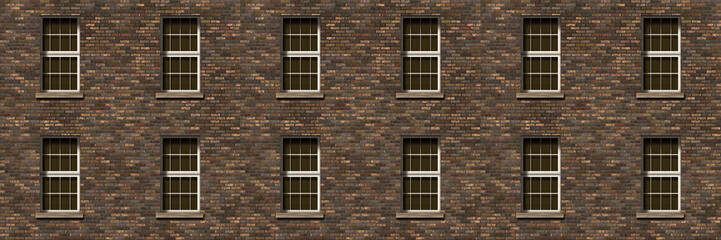 Brick wall facade with windows