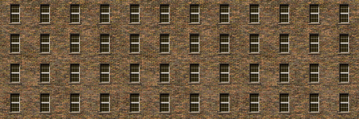 Brick wall facade with windows