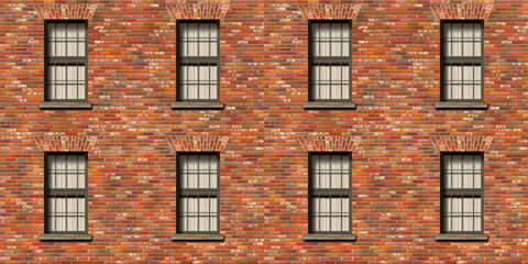Brick wall facade with windows