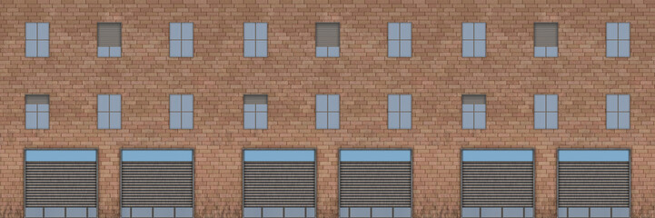 Brick wall facade with windows