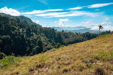 Scenic view of a mountain landscapes at Kwa Mkeka Peak on the Usambara Mountains in Lushoto, Tanga Region, Tanzania 
