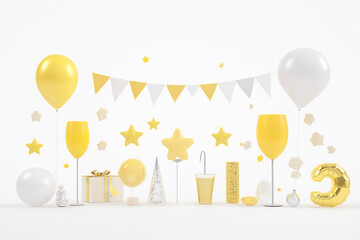 Balloons and Party Banners in a Festive Setting