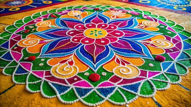 Kolam's intricate patterns captured in elegant silhouettes.