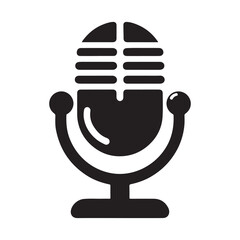 Microphone Icon Silhouette Logo Sticker Vector Isolated on White Background Audio Symbol Design
