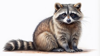 Obraz premium Intricate raccoon sketch with generous blank area.