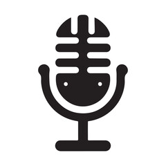 Microphone Icon Silhouette Logo Sticker Vector Isolated on White Background Audio Symbol Design