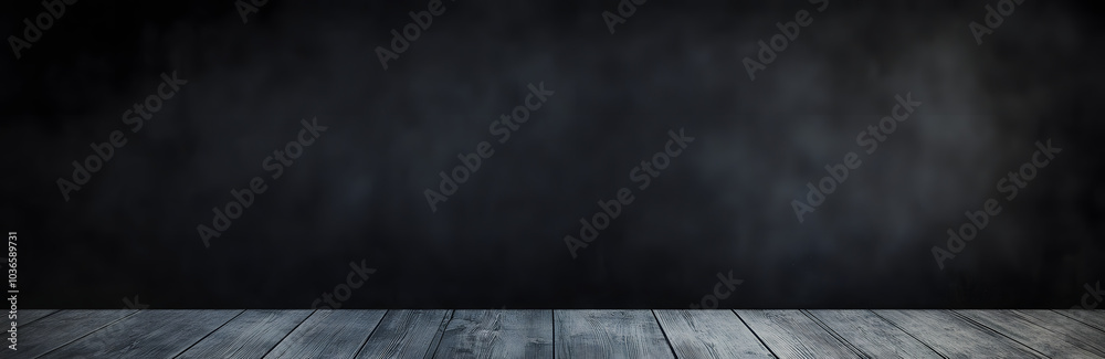 Poster Blank wide screen Real chalkboard background texture in college concept for back to school panoramic wallpaper for black friday white chalk text draw graphic. Empty surreal room wall blackboard pale.