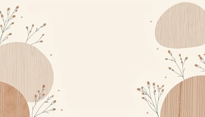Obraz premium Minimalist botanical illustration in earthy tones with copy space